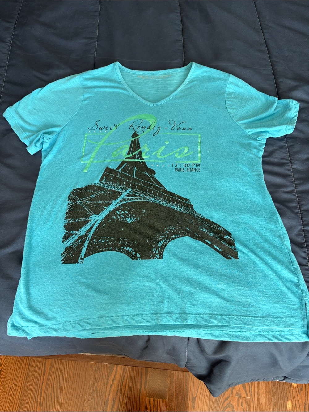 Penningtons Turquoise V-Neck Paris Graphic Tee